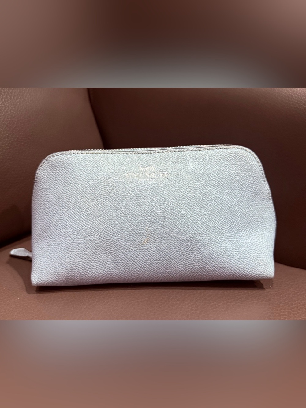 Coach Pebbled Leather Cosmetic Pouch in Baby Blue